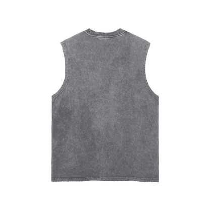 Snow Washed Frayed Hem Tank Top